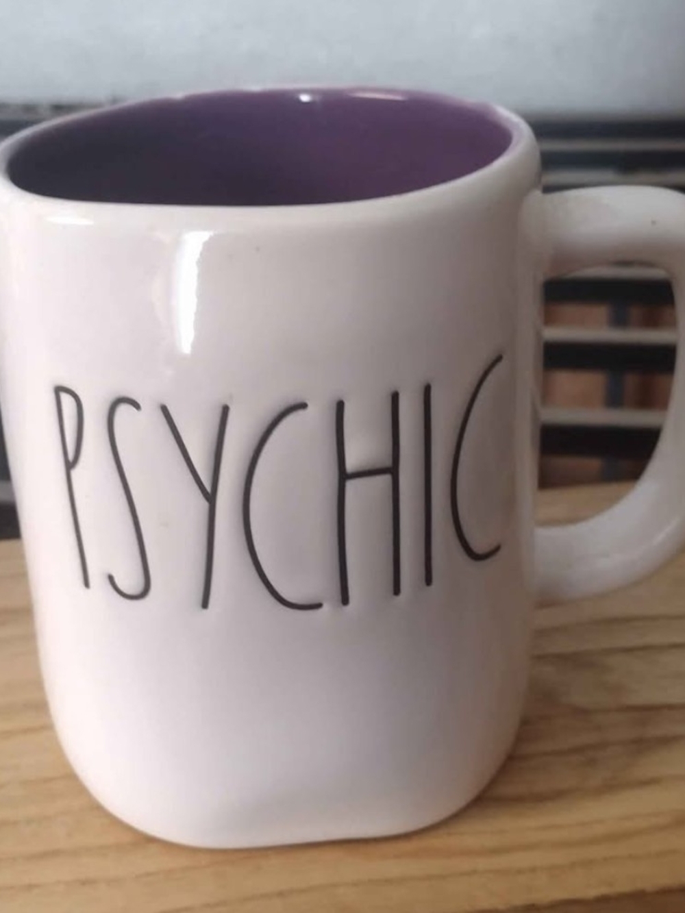 Rae Dunn White Mug with Purple Interior - PSYCHIC